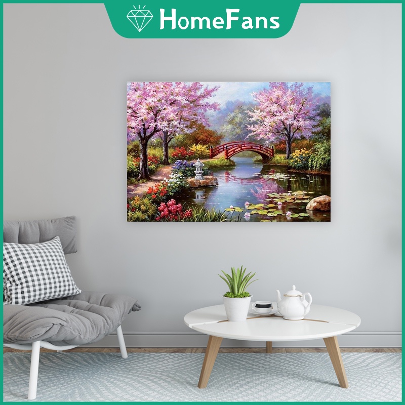 Tranh sơn dầu phong cảnh thành phố 40*50cm trang trí nội thất