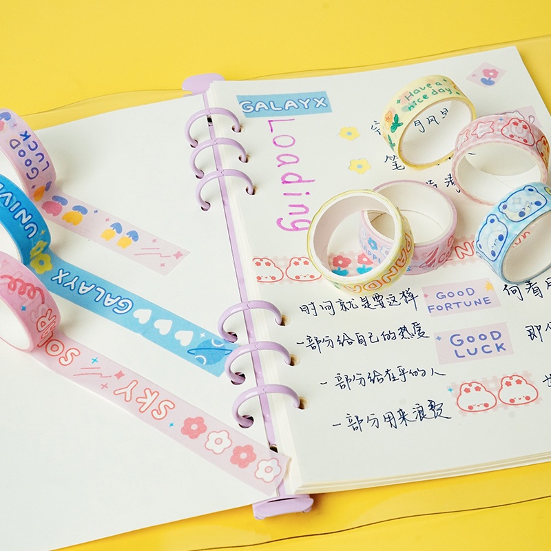 Cuộn băng keo dán trang trí washi DIY họa tiết động vật hoạt hình 12 mẫu tùy chọn đáng yêu