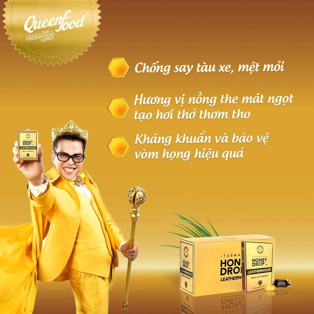 Kẹo Sả Nhân Mật Ong - Honey Drop Leatherwood Vàng Kim Only Nature 33gr 10 viên