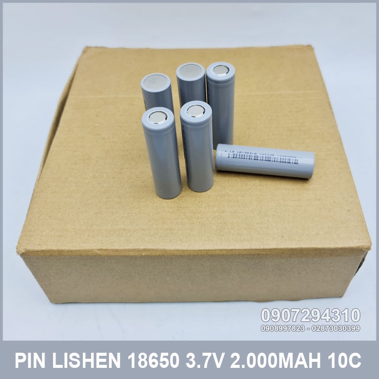 Pin 18650 2000mAh 3.7V 10C Lishen xám
