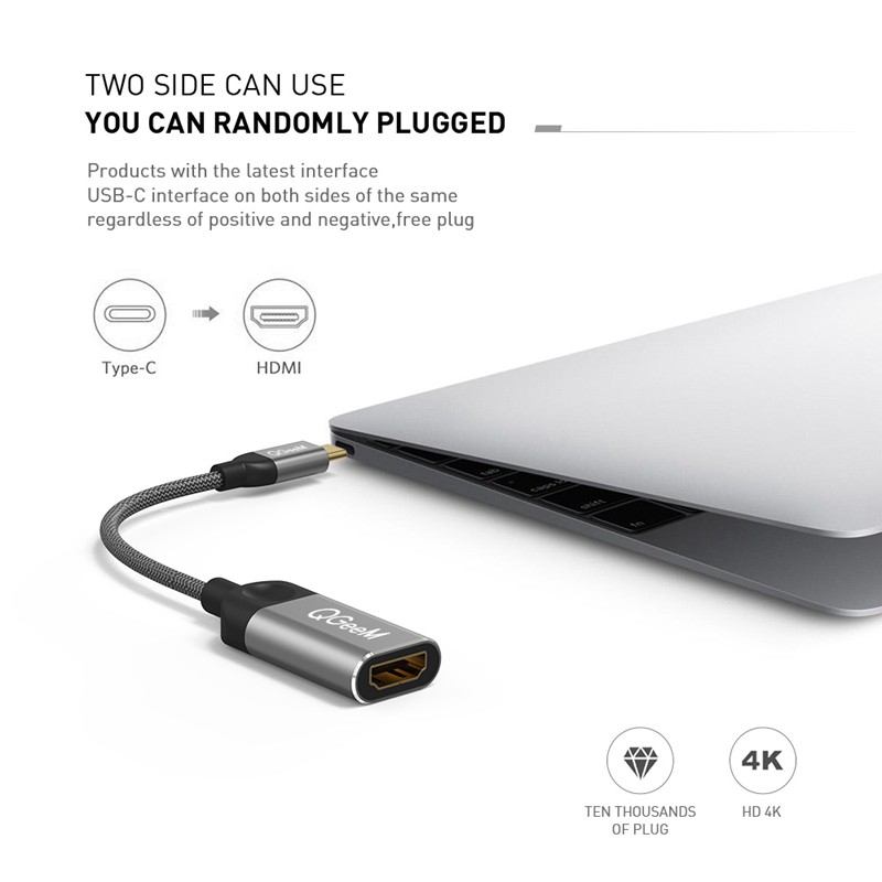 Cáp Chuyển Đổi Qgeem Usb C Sang Hdmi 4k Cho Thunderbolt 3 Macbook