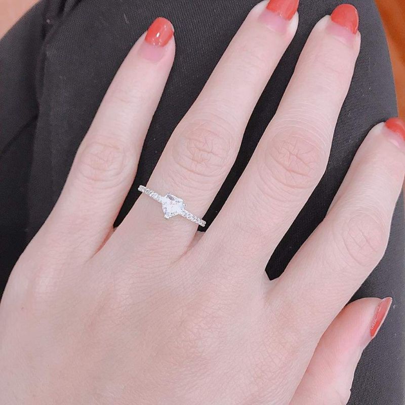 Nhẫn bạc nhẫn nữ gắn đá chủ hình trái tim nhẹ nhàng thanh lịch