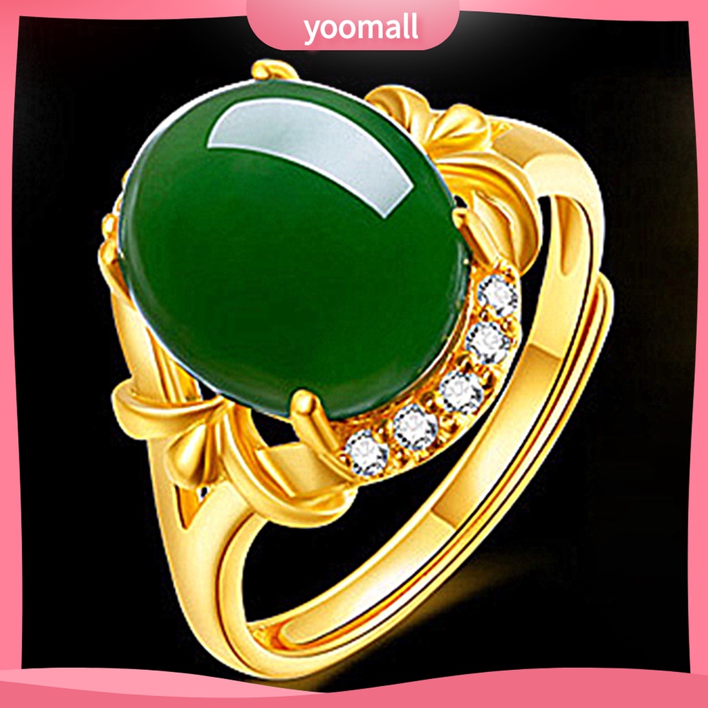Yomall♡ Nhẫn Hở Hợp Kim Đính Đá Quý Nhân Tạo Có Thể Điều Chỉnh Kích Thước