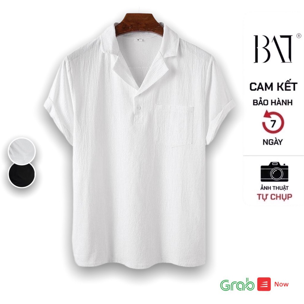 Áo Đũi Nam Cộc Tay Cổ vát Cổ vest cổ vest kiểu dáng hàn quốc, Đũi Chất Mát Dáng Trẻ Trung Cao Cấp - atb shop * - Hàng nh