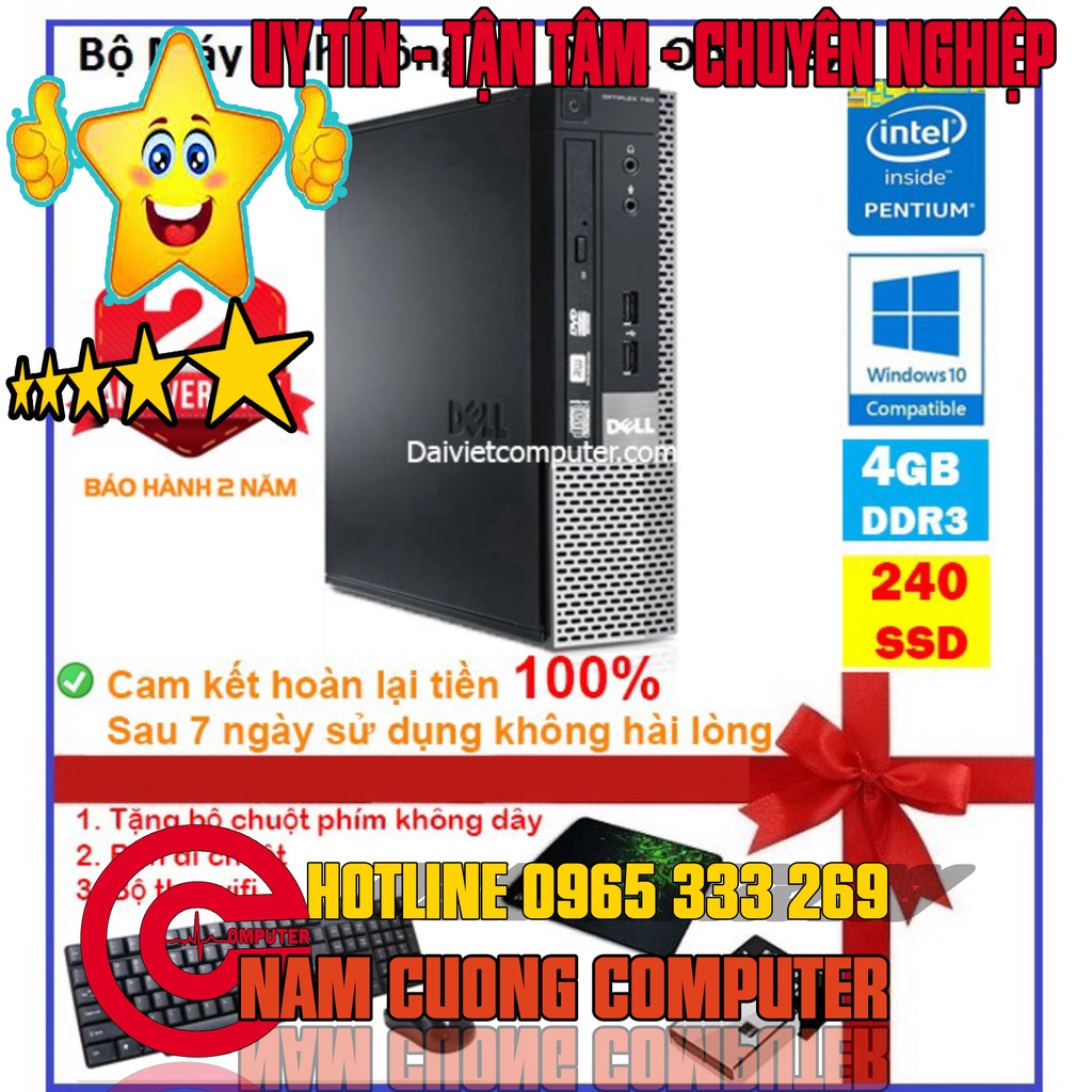 Case máy tính đồng bộ DEL CPU G620 / RAM 4GB / SSD 240GB