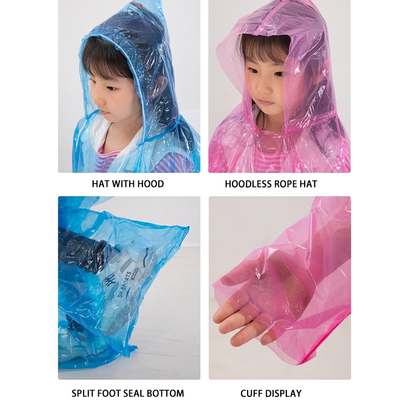 Áo Mưa Dáng Dài Dày Dặn Dùng Một Lần Tiện Lợi Cho Trẻ Em