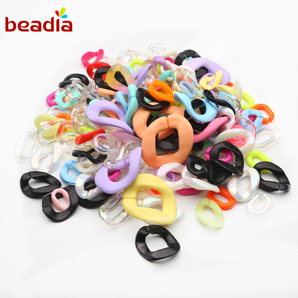 Set 10-30 Hạt Nhựa Acrylic Beadia Hình Oval Dùng Làm Vòng Tay/Vòng Cổ