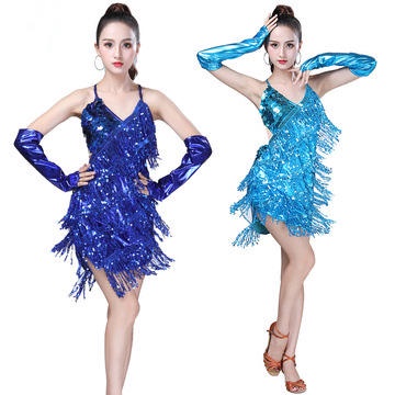Mới Chân Váy Tua Rua Đính Kim Sa Lấp Lánh Dùng Biểu Diễn Khiêu Vũ Latin