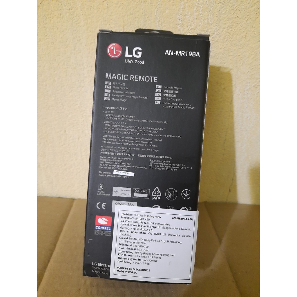 Remote Điều khiển TV LG AN-MR19BA giọng nói - Hàng mới chính hãng 100% Free ship + Tặng kèm Pin