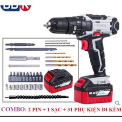 Bộ máy khoan PIN Leiming 16.8v + 31 chi tiết múi khoan -