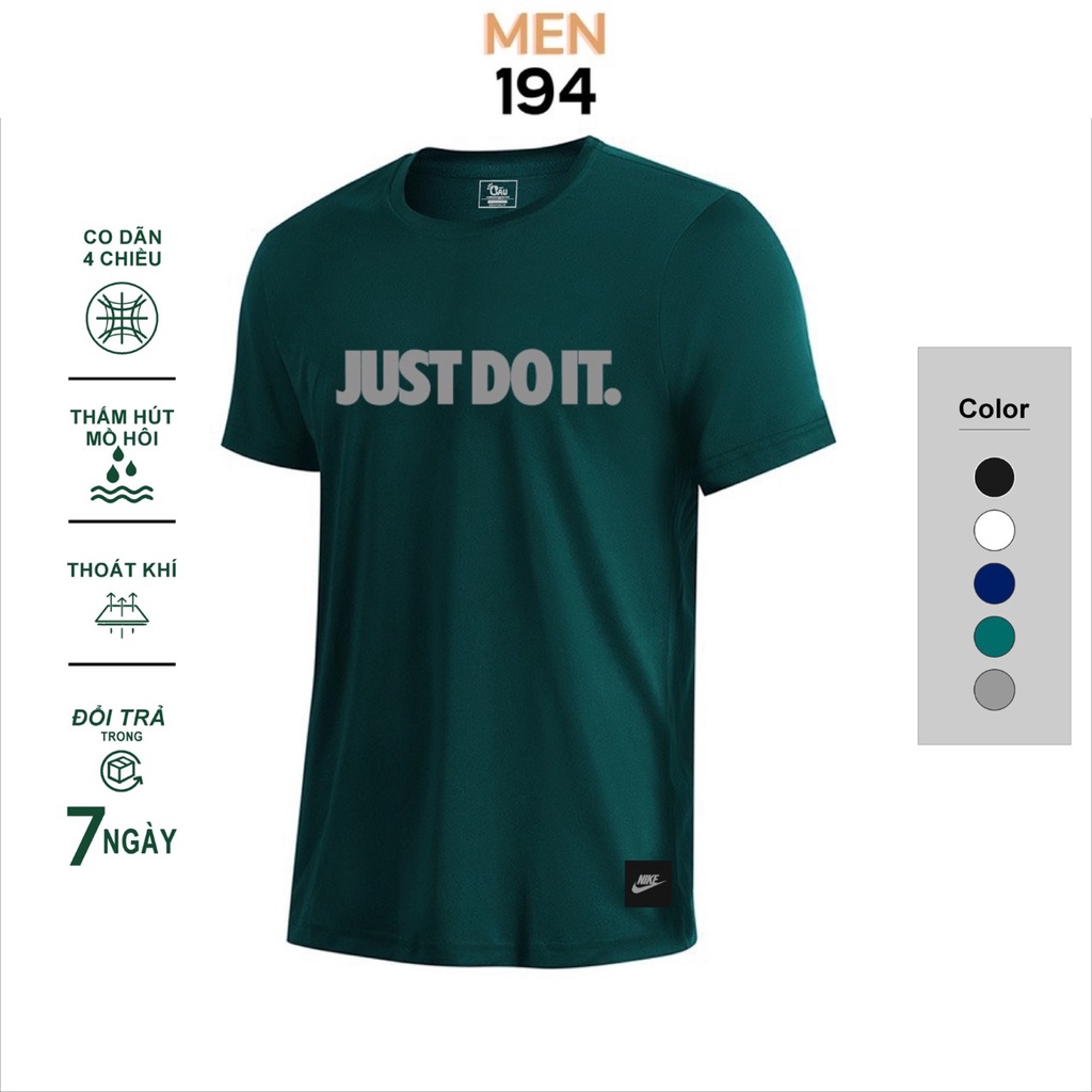 Áo thun nam Gấu 194 vải thun Lạnh co dãn 4 chiều, phong cách thể thao - gym - bóng đá, from slim fit - Just Do It