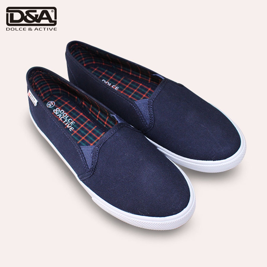 Giày Slipon Thời Trang D&amp;A L1726 Đen và Xanh chàm