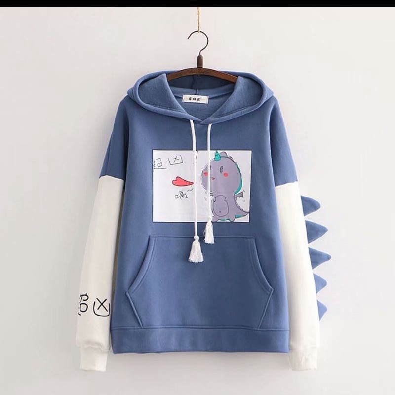 Áo thun khủng long hoodie có mũ ngắn tay