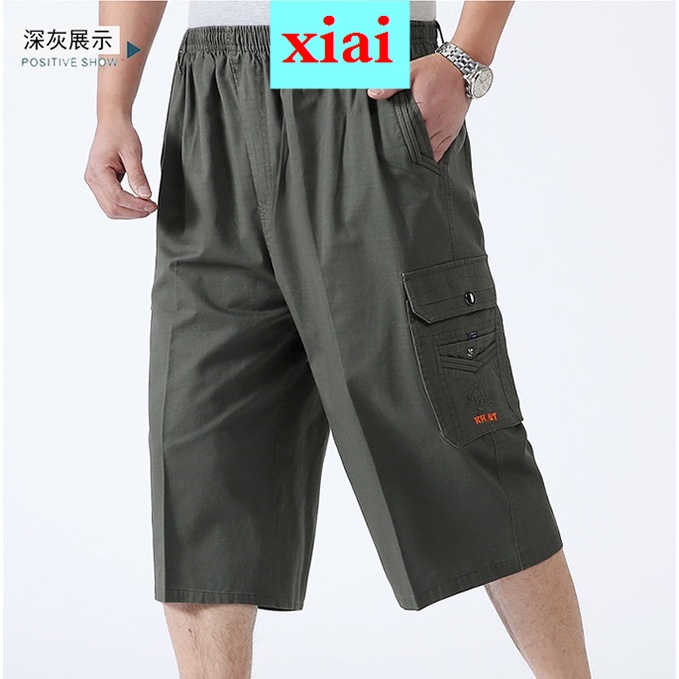 Quần short cotton ống rộng phong cách mùa hè cá tính cho nam trung niên