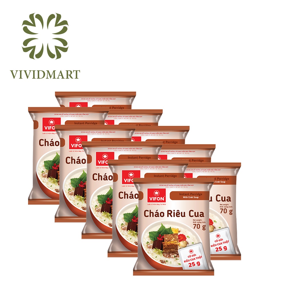 CHÁO ĂN LIỀN VIFON 70g/GÓI THỊT BẰM / GÀ / SƯỜN / BÒ / NẤM ĐÔNG CÔ / TRỨNG MUỐI / RIÊU CUA