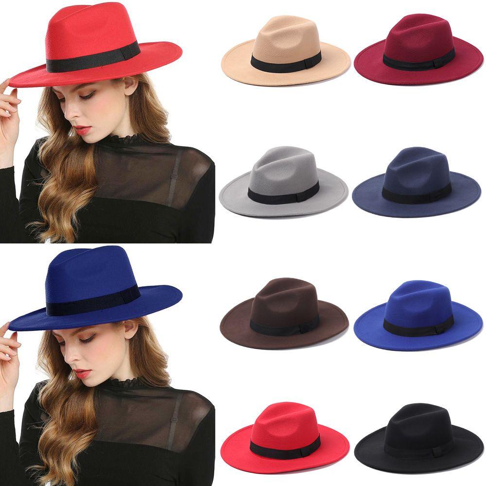 Mũ Fedora Vành Rộng Bằng Len Thời Trang Dành Cho Nam Nữ