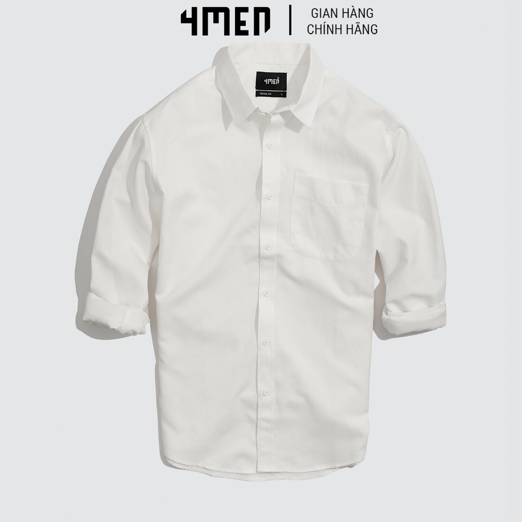 Áo sơ mi nam oxford trơn đẹp 4MEN SM070 tay dài form suông regular, vải oxford 100% cotton cao cấp thoáng mát | BigBuy360 - bigbuy360.vn