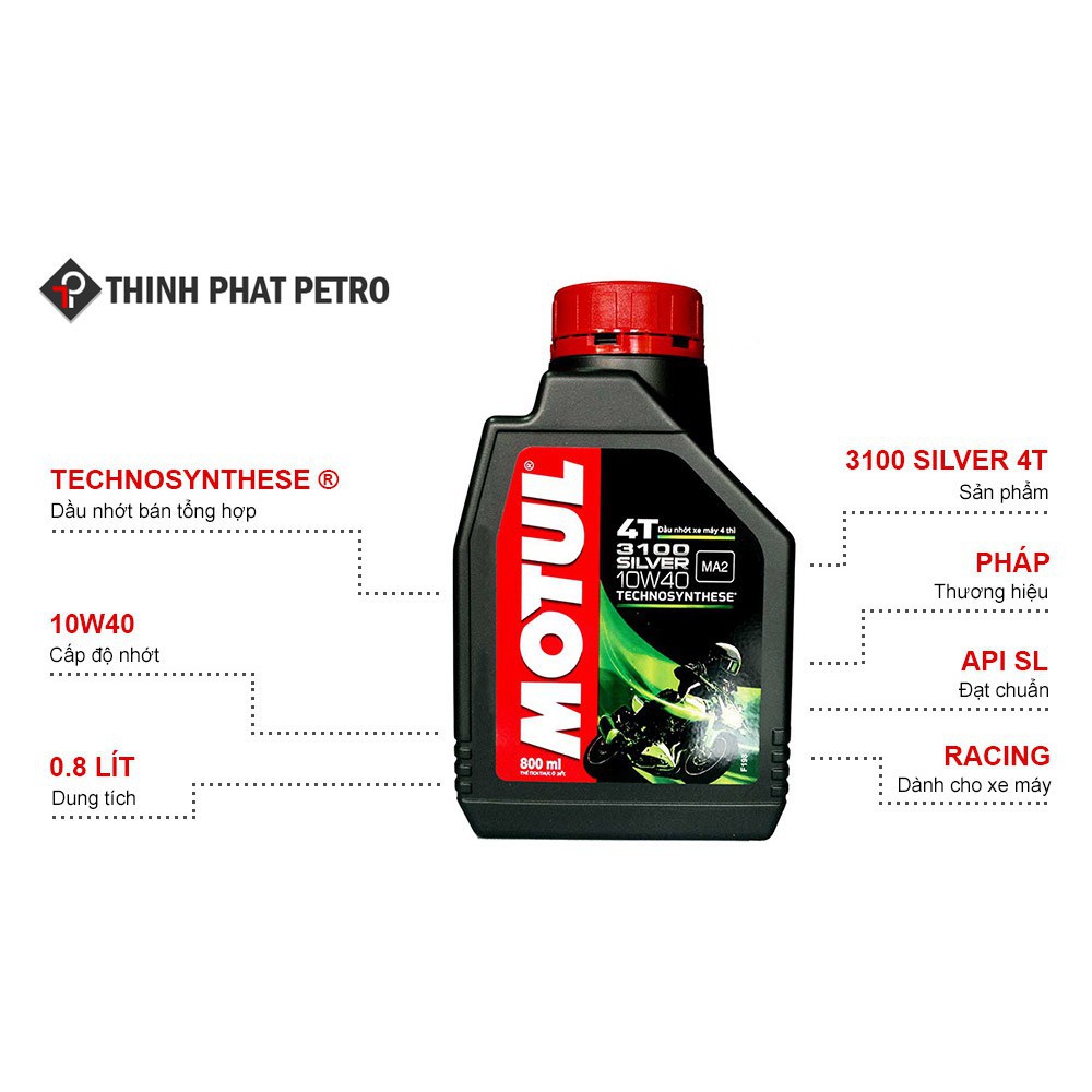 Nhớt xe máy số cao cấp Motul Silver 3100 10W40 800ml