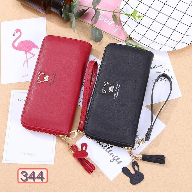 [Mã 151FASHIONSALE1 giảm 10K đơn 50K]Ví Dài Nữ Cầm Tay Khóa Kéo FOREVER YOUNG 344 Đính Chú Gấu Dễ Thương
