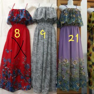 Đầm maxi voan 2 dây bèo
