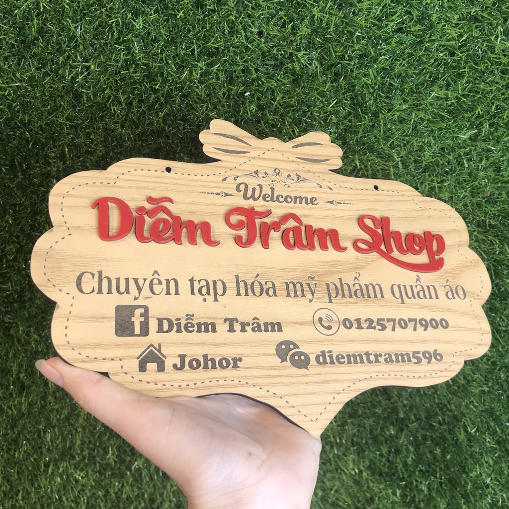 Bảng hiệu gỗ Decor shop - Thiết kế và in thông tin theo yêu cầu