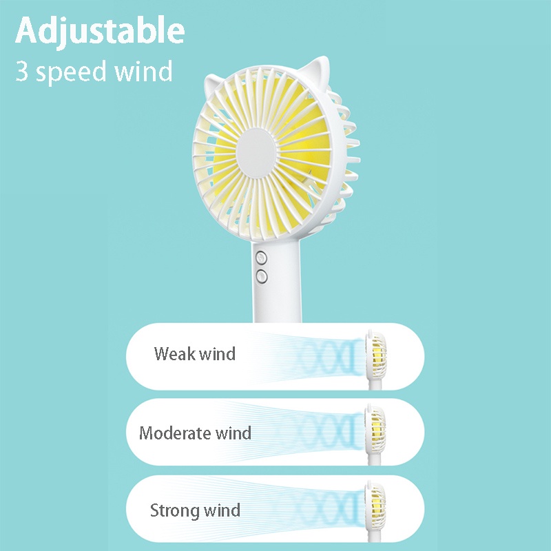 Quạt Điện USB Mini Cầm Tay / Để Bàn Có Đèn Có Thể Sạc Lại