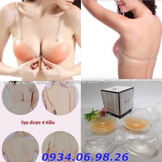 Áo dán❤️FRESHIP❤️Áo dán nâng ngực silicon KissBobo cao cấp-Miếng dán ngực cài trước tạo khe cho cô dâu MÀU trong suốt-da