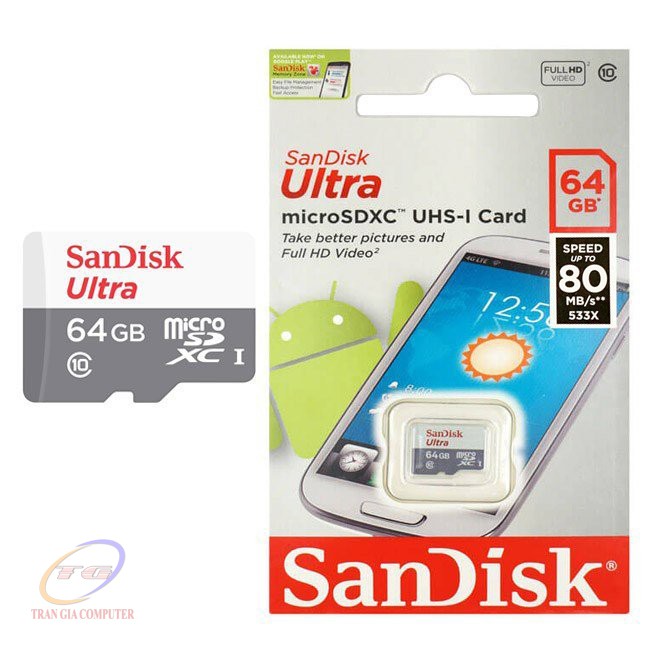 Thẻ nhớ Micro-SD 64Gb Sandisk Ultra Class 10