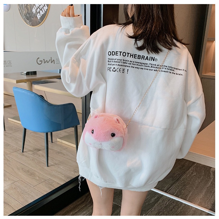 Túi Gấu Mặt Thú Hình Chuột Hamter Đáng Yêu, Túi Đeo Chéo Hình Hamster