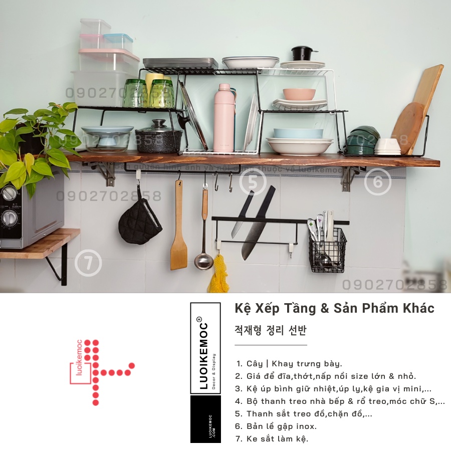 Kệ xếp tầng đa năng để đồ nhà bếp, kệ gia vị, chén dĩa... - nhiều kích thước, có thể mở rộng chiều dài mỗi bên thêm 20cm