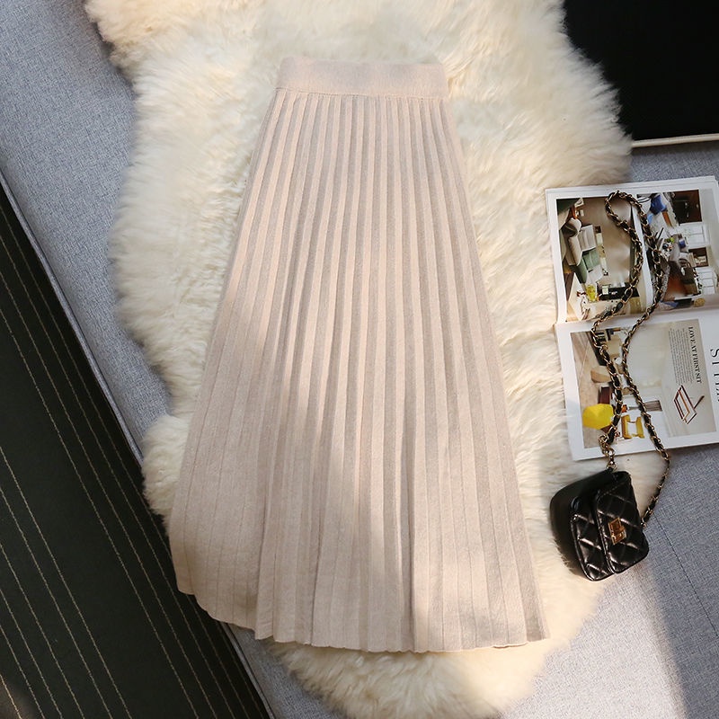 Chân Váy Chữ A Xếp Ly Lưng Cao Thời Trang Thu Đông