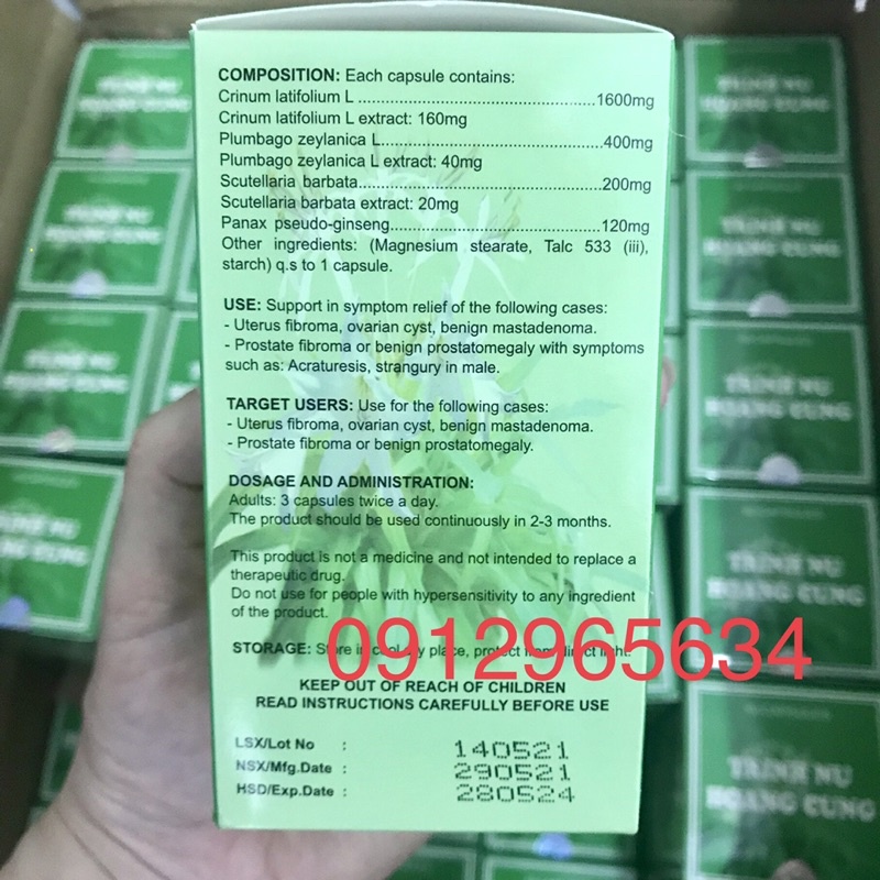 Viên uống Trinh nữ hoàng cung hỗ trợ điều trị u xơ tử cung u nang buồng trứng u tuyến vú lành tính u xơ tiền liệt tuyến