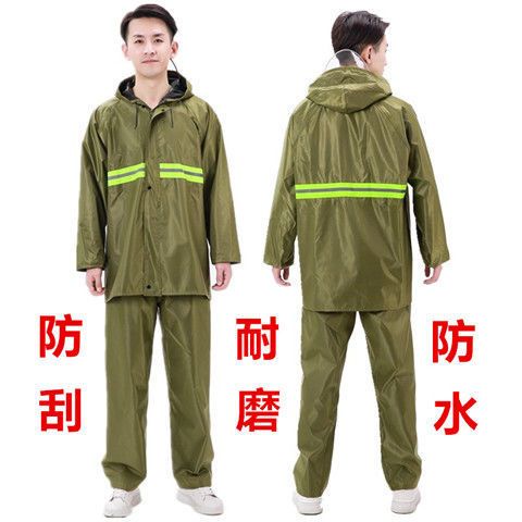 Giao Hàng Nhanh Chóng Áo Mưa Canvas Dày Màu Xanh Lá Quân Đội Chống Nước Mưa Dành Cho Người Lớn Đi Bộ Đường Dài Xây Dựng Ngoài Trời