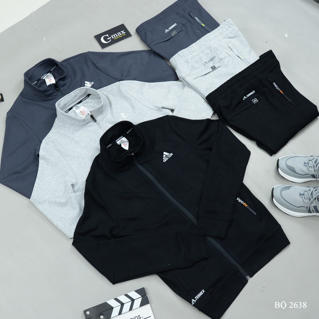 Bộ đồ nam cao cấp kéo khóa Adidas thể thao chất nỉ umi xịn ,bộ nỉ thu đông mã 2638