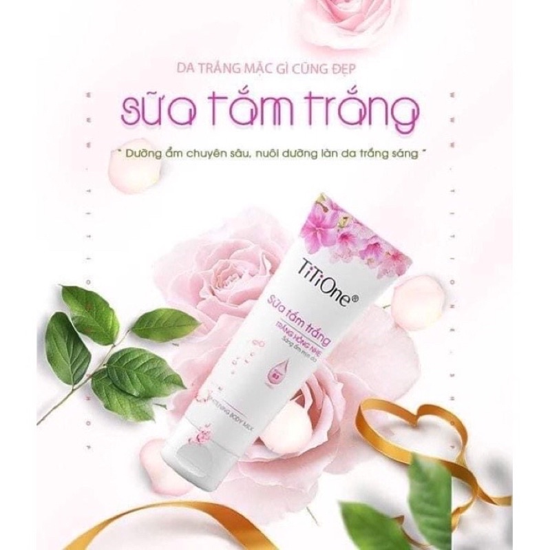 Combo 2 tuýp Sữa tắm trắng da kết hợp tẩy da chết Titione 200g CHÍNH HÃNG