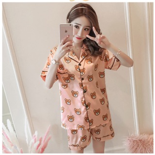 Bộ pijama short big size màu hồng cam hình gấu size lớn 5Xl 80-95kg