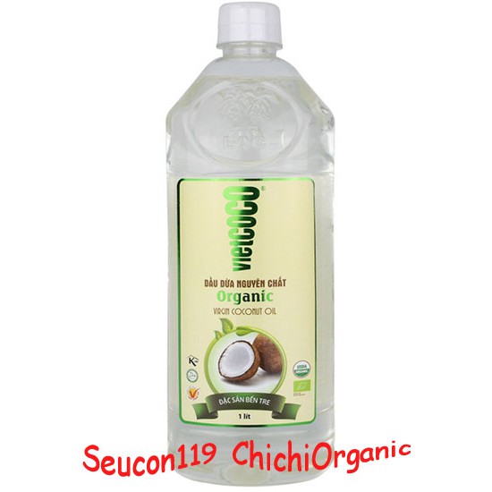 {Chai 1 lít} Dầu Dừa 100% Nguyên Chất Ép Lạnh Organic Vietcoco