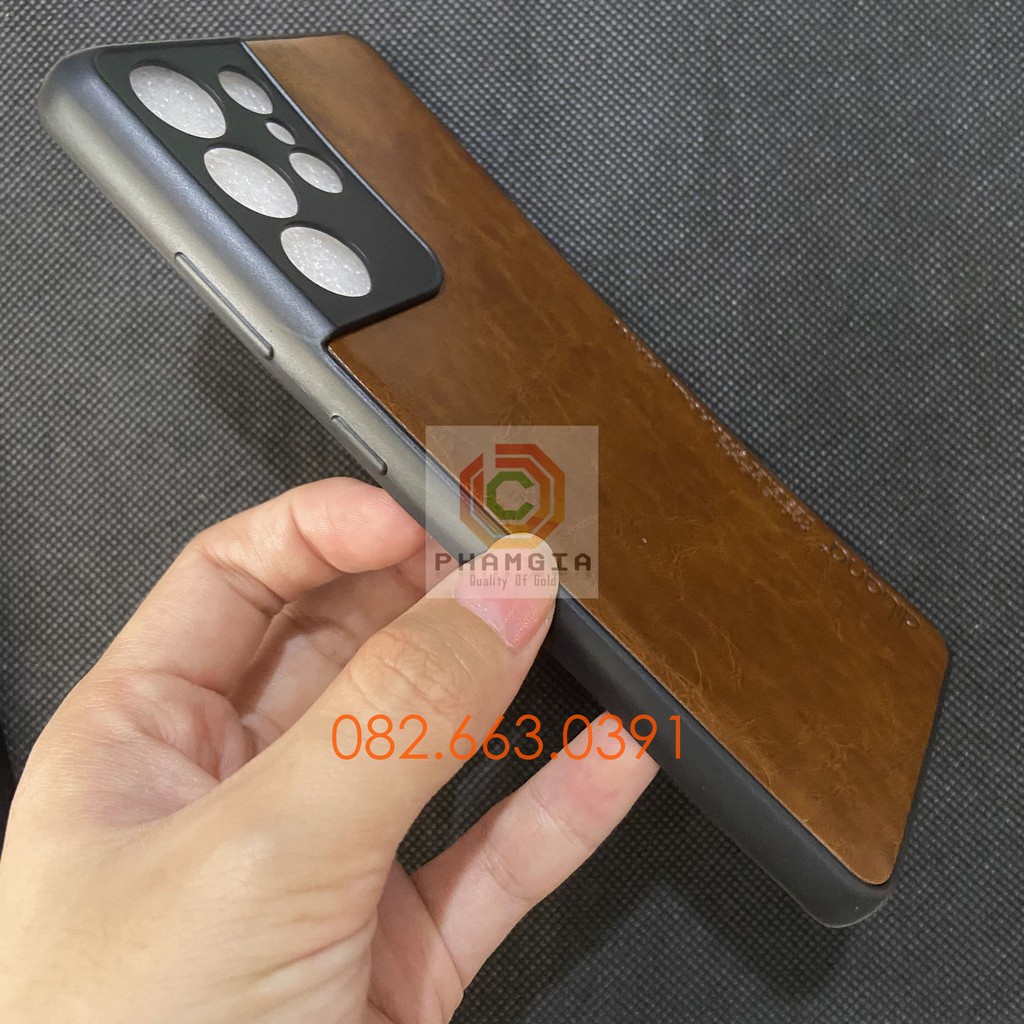 Ốp da Samsung Galaxy S21 Ultra dẻo có viền bảo vệ cam