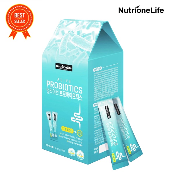 Alive Probiotics Hàn Quốc - Bổ sung lợi khuẩn, tăng cường hệ miễn dịch, cải thiện tình trạng táo bón, tiêu chảy (30 gói)