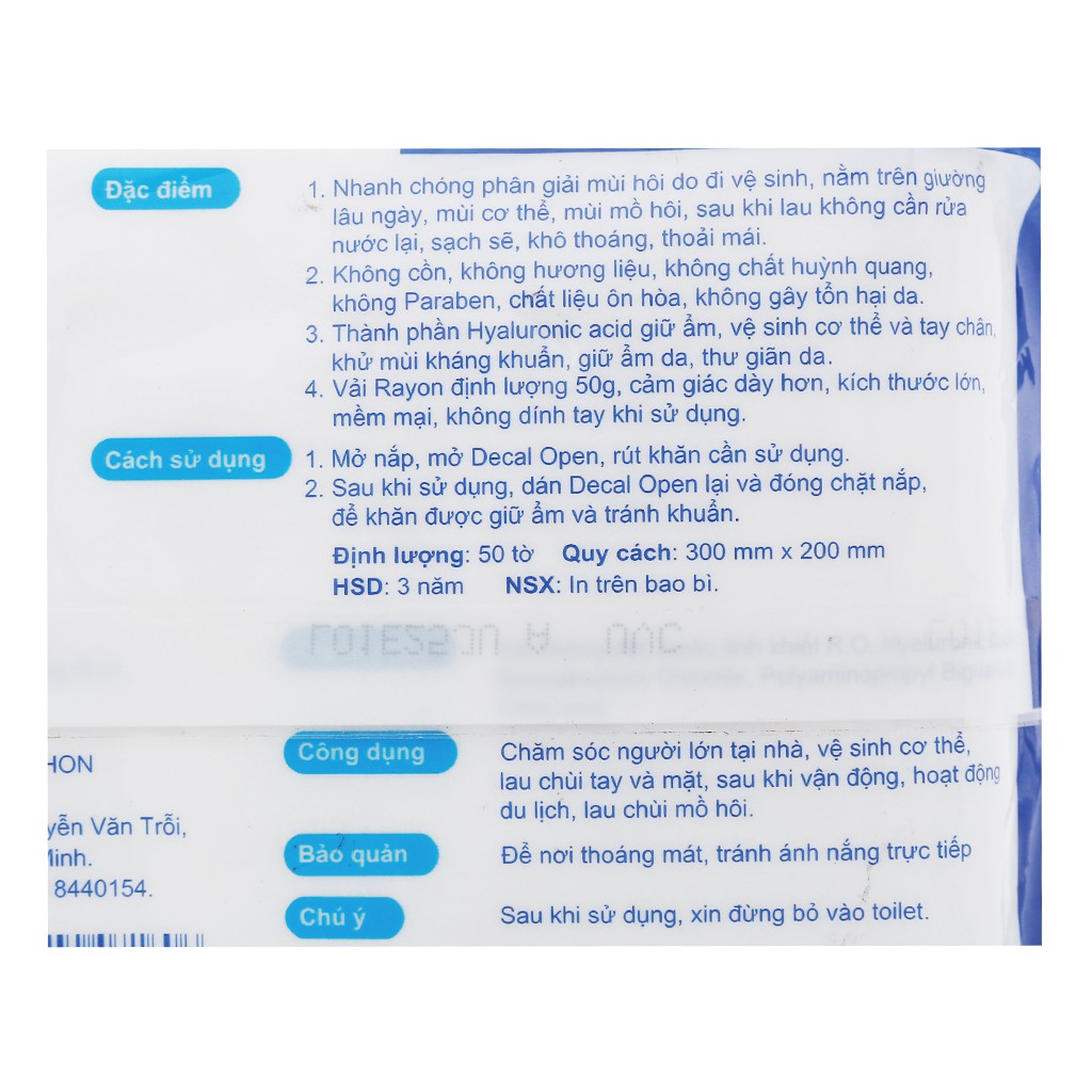 KHĂN ƯỚT NGƯỜI LỚN QUICK-NURSE 50 MIẾNG