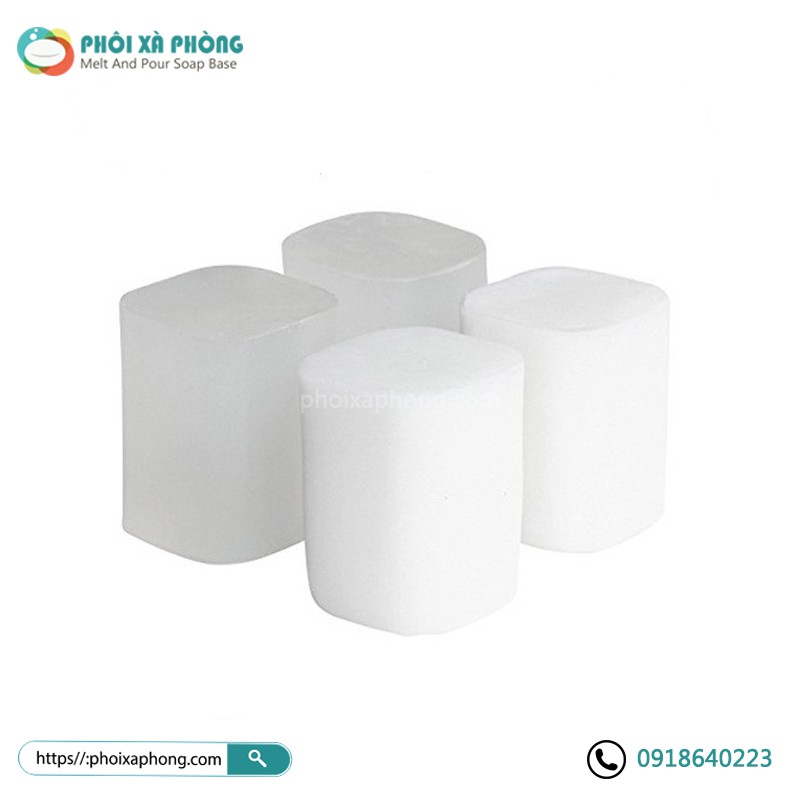 Combo 1kg Phôi xà phòng Glycerin (0.5kg Trong suốt + 0.5Kg Trắng sữa)