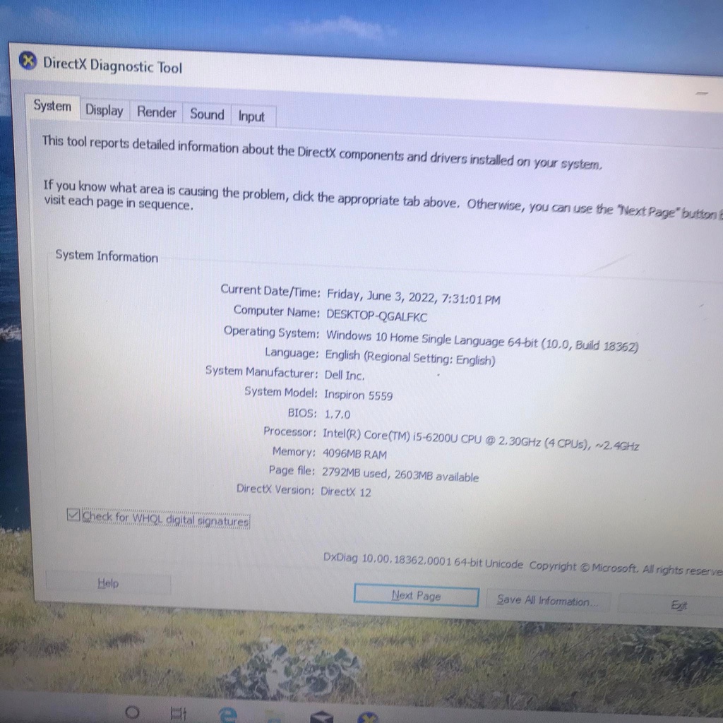 Máy Laptop Dell Inspiron 5559 Intel Core i5-6200U 2.3GHz, 4gb ram, 128gb ssd, Vga ati Radeon R5 M335, 15.6 inch. Đẹp Rỏe