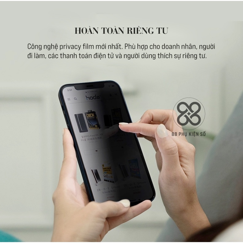 Hoda kính chống nhìn trộm, chống vân tay 2in1