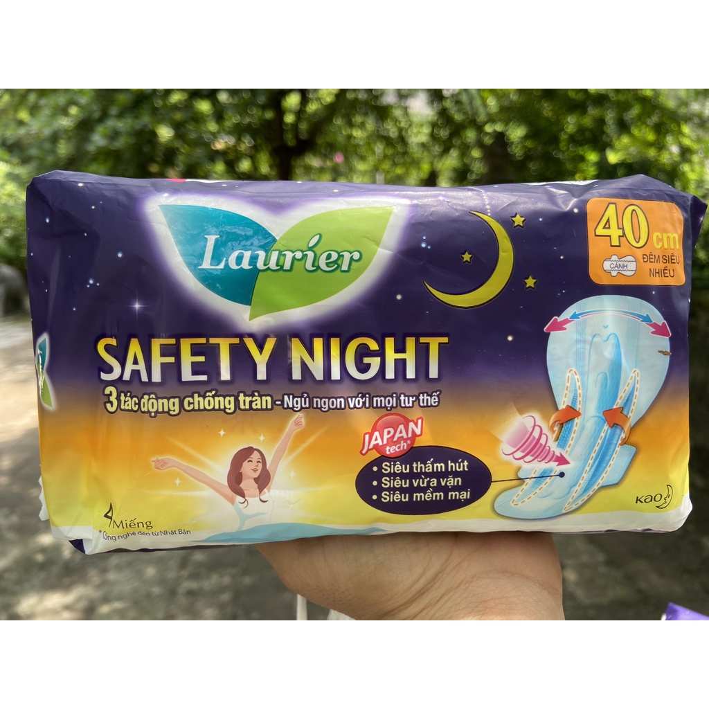 BĂNG VỆ SINH BAN ĐÊM LAURIER SAFETY NIGHT 40cm 4 miếng