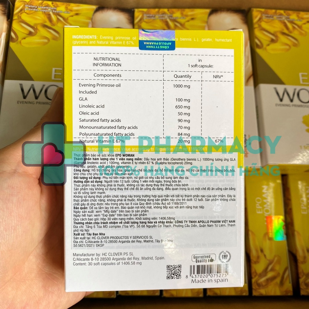 Tinh dầu hoa anh thảo EPO WOMAN - Hỗ trợ làm đẹp da, giảm mụn, mờ thâm, cân bằng nội tiết tố