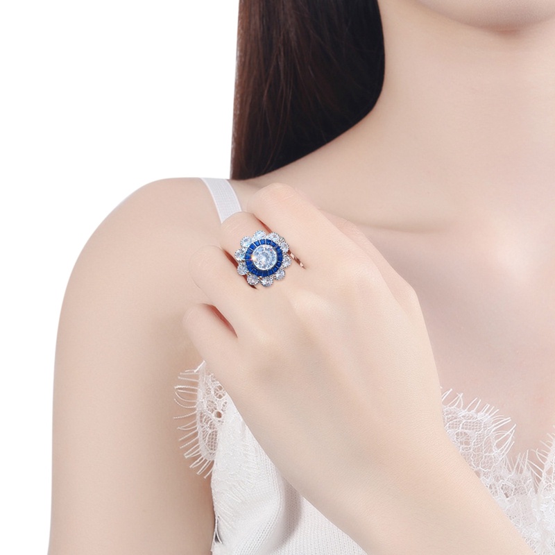 Nhẫn Hình Hoa Đính Đá Zircon Lấp Lánh Phong Cách Thanh Lịch Cho Nữ