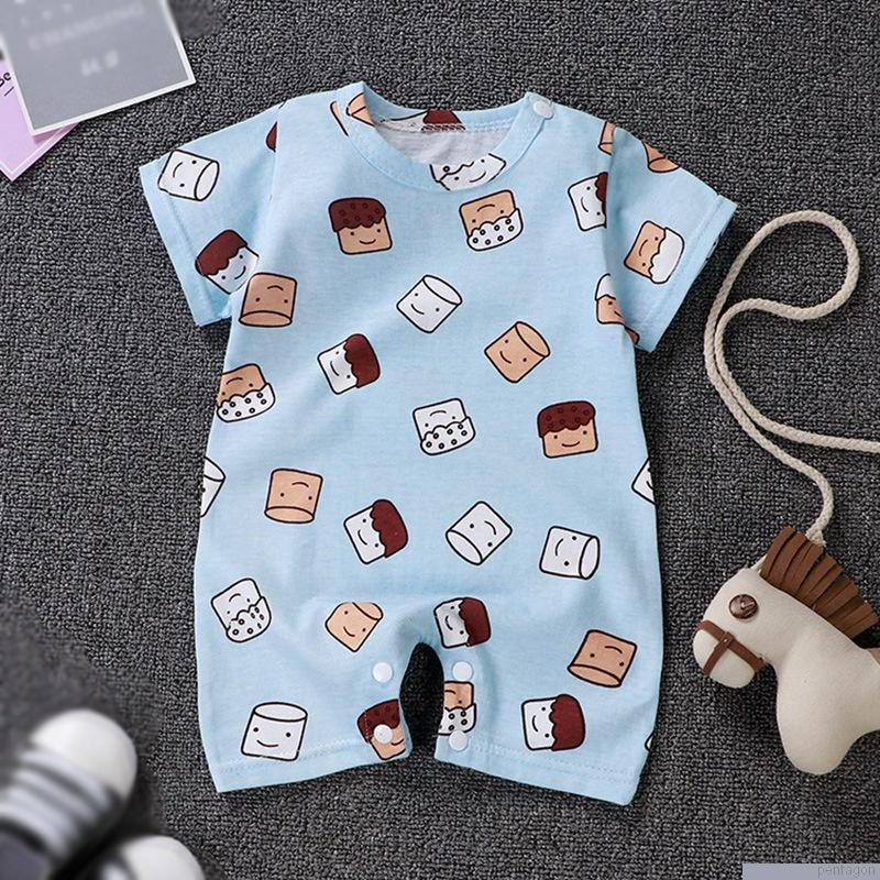 Bộ áo liền quần tay ngắn in hoạt hình dễ thương cho trẻ sơ sinh