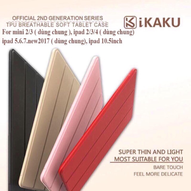 Bao da ipad IKAKU Tpu cho IPad Mini 2, Mini 3, IPad 2, IPad 3, IPad 4, Air 2, Pro 9.7in, New IPad, Pro 10.5in