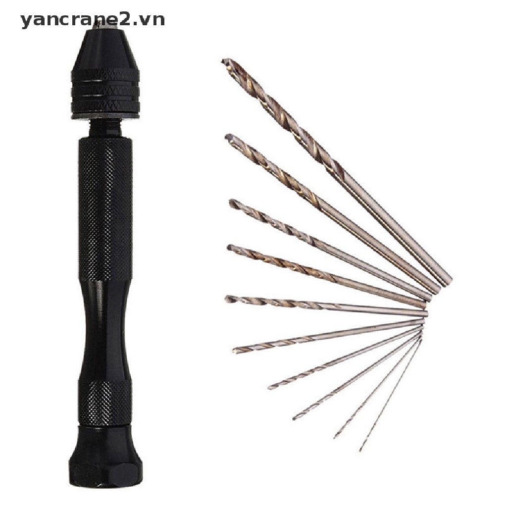 Máy Khoan Cầm Tay Mini Làm Từ Nhôm Và 10 Mũi Khoan Xoắn