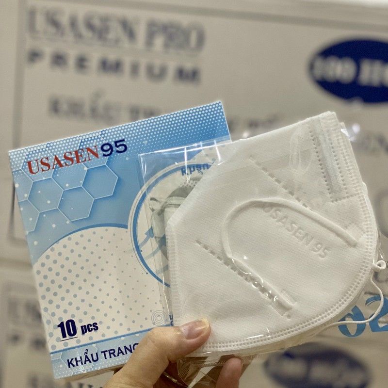 10 cái - Khẩu trang y tế USASEN 95 - màu  xanh,  trắng, đen,  xám